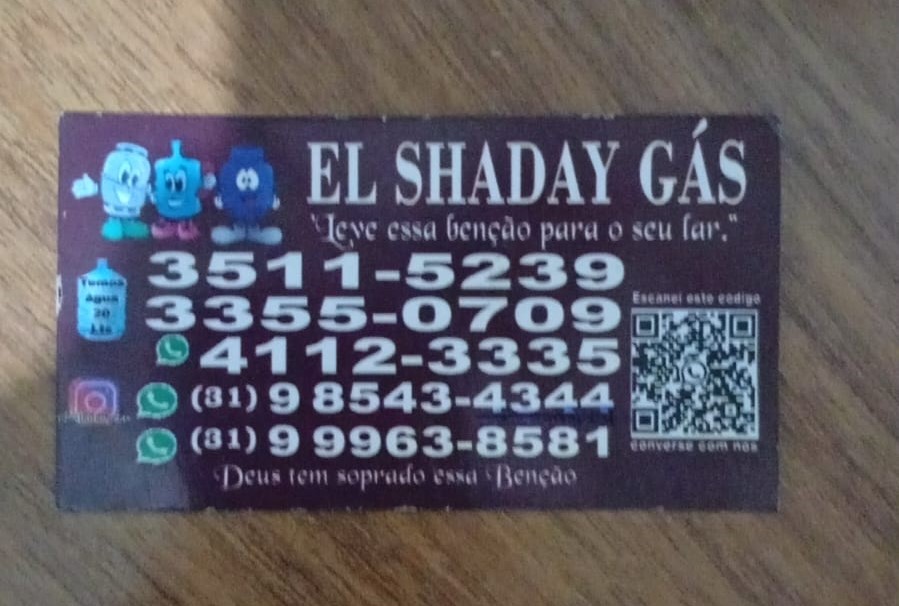 Cartão de visita El Shaday Gás